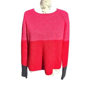 GAP Colorblock Mohair Acrylic Blend Sweater‎ Pink Red Black Small